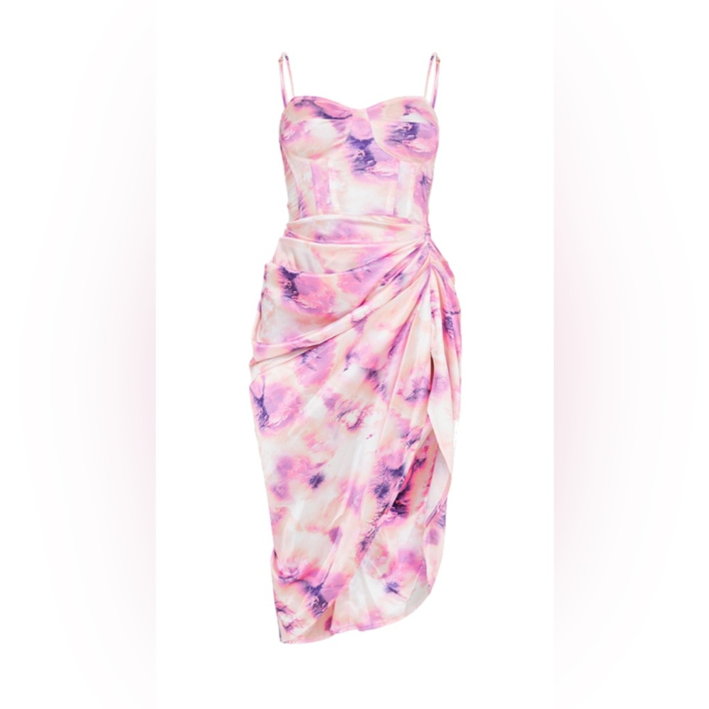 Pink Abstract Midi Dress